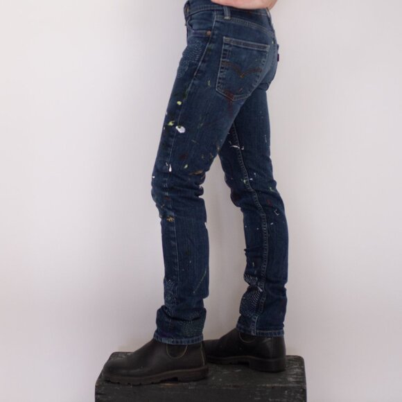 Women's Upcycled Levi's 511 Jeans - Size 28x32 - One of a Kind - Picture 2 of 5